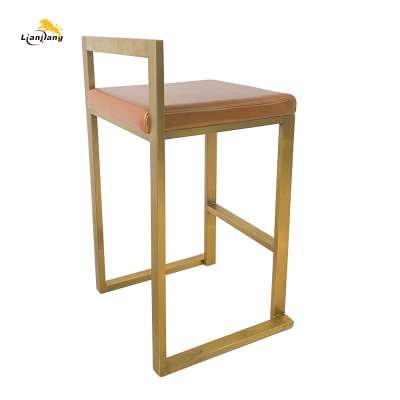 SS frame golden color real leather cover  heavy duty stool