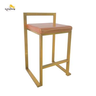 SS frame golden color real leather cover roulette chair  high bar stool